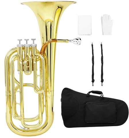 Euphonium Euphonium Bb 3 Tasten Vertikales Tenorhorn Goldlack Bariton Blechblasinstrument Mit Zubehör