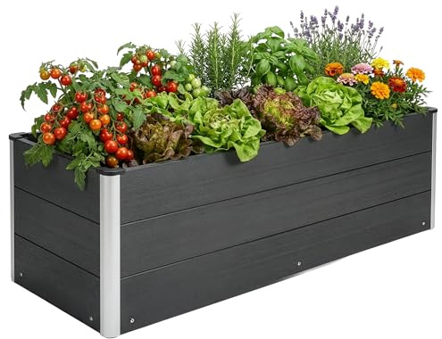 Floordirekt Hochbeet WPC - Wetterbeständig & pflegeleicht für Garten, Balkon oder die Terrasse - Paros (Anthrazit, 150 x 50 x 45 cm)
