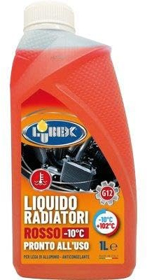 12PZ LIQUIDO ANTIGELO X RADIATORE AUTO ROSSO LUBEX FINO A -10?C LT 1