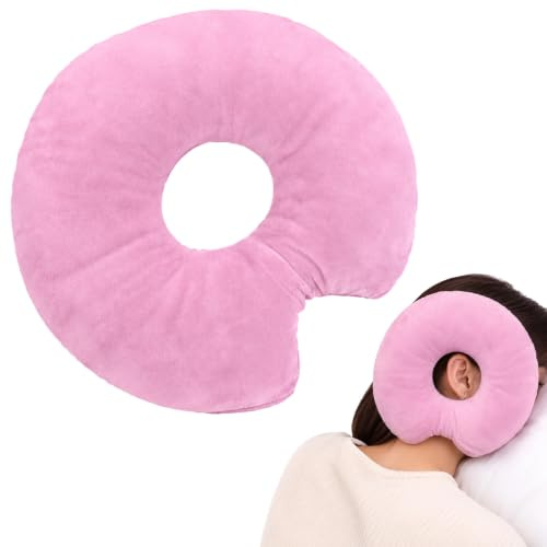 Wotrilw Coussin Piercing Oreille, Oreiller Donut avec Trou pour Dormeurs sur Le Côté, Rembourrage Ajustable, Coussin Anneau Confortable pour Sommeil, Voyage, Maison et Usage Quotidien