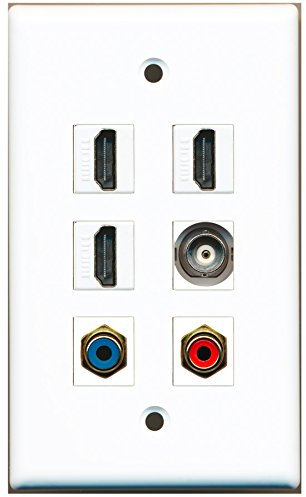 RiteAV – 3 HDMI 1 puerto RCA rojo 1 Puerto RCA azul 1 Puerto BNC placa de pared