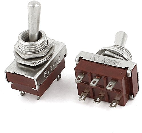 sourcingmap Lot de 2 interrupteurs à bascule - 6 bornes DPDT - 2 positions on/off - AC 250 V, 5 A