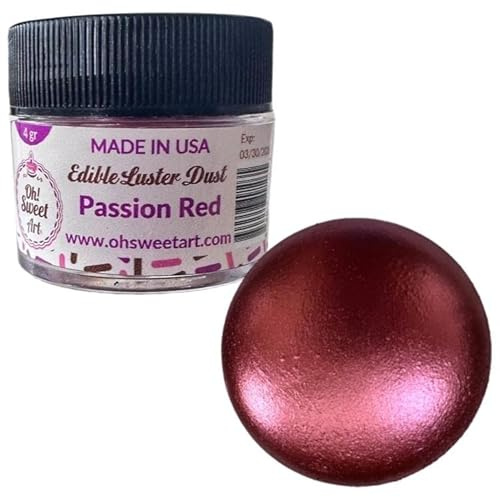 PASSION RED METALLIC LUSTER DUST (4 grams Container) By Oh! Sweet Art Corp