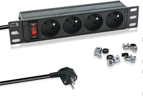 WAYTEX 37489 PDU 10 rackbart grenuttag pannband 4 uttag med strömbrytare för box