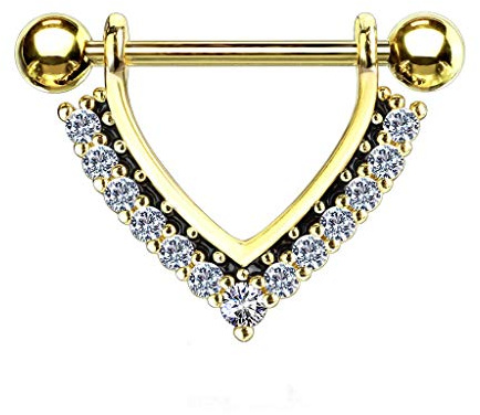 Beyoutifulthings Brustwarzen-Piercing Enamel Zirkonia Kranz - Nippel-Piercing Chirurgenstahl Silber Gold Roségold Stab 1,6/14mm