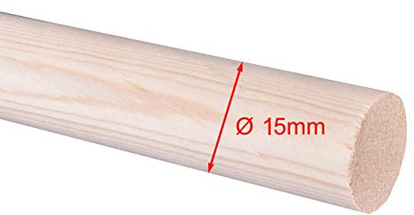Fichte Rundstab, Rundholz, Treppensprosse, 1000mm lang, Ø 15mm, roh, geschliffen, KEINE BAUMARKTQUALITÄT