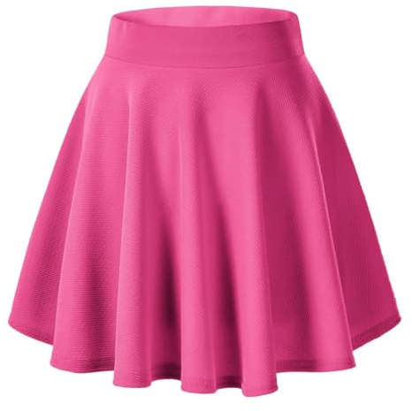 Urban CoCo Damkjol, basmodell, mångsidig, stretchig, utsvängd och avslappnad mini skater-kjol, Rosa, XXL