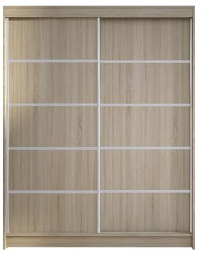 Mirjan24 Kleiderschrank Metropolis IV, Schwebetürenschrank mit Kleiderstange und Einlegeboden Garderobe Diele & Flur Schrank Schlafzimmerschrank (Sonoma Eiche, ohne Beleuchtung)
