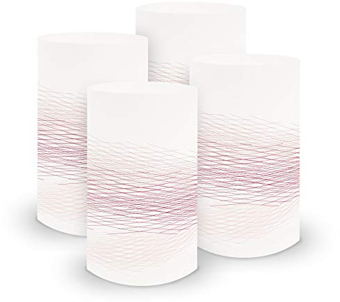 itenga 6X Windlicht Tischlicht aus Folie I Linien I 10,0 x 21,0 cm I ideal als Tischdeko für Jede Feierlichkeit I geeignet für Teelichter oder LED-Kerzen (Dunkelrot)