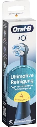 Oral-B iO Ultimative Reinigung, Original Aufsteckbürsten für elektrische Oral-B iO Zahnbürsten, 'Borsten-in-Borsten' Bündel, Schwarz, 4 Stück