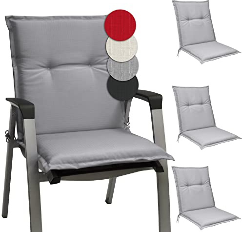 Beautissu 4er Set Niedriglehner Auflagen Sitzkissen Sitzpolster für Garten | 100x50cm hell grau 6cm dick bequem Sitzauflage Stuhl Gartenstuhlauflage Niederlehner Polsterauflage Balkon Camping Base NL