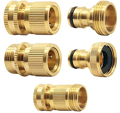4 Pezzi Raccordo Attacco Rapido 3/4 Connettore del Tubo Giardino Ottone Connettore del Rubinetto Connettore Ugello Pistola ad Acqua