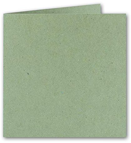 Quadratische Falt-Karten 15 x 15 cm - Vintage Kraftpapier Recycling - Grün - 50 Stück - formstabil - für Drucker geeignet - für Grußkarten, Einladungen & mehr