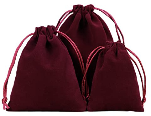 6 Stück Samtbeutel Schmuckbeutel, Kleine Stoff Beutel mit Kordelzug, Samt Säckchen Geschenkbeutel Stoffsäckchen zum Befüllen für Schmuck Hochzeit Weihnachten Geburtstag Party Geschenk,13x18cm Weinrot
