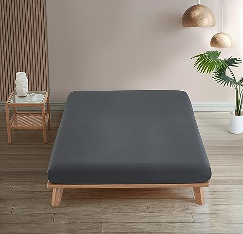 Homesty Premium Spannbettlaken – 100% Baumwolle Spannbetttuch - 30cm Steg - Bettlaken Öko Tex mit starkem Gummizug - geeignet für alle Matratzen (180 x 200 + 30 cm, Anthrazit)