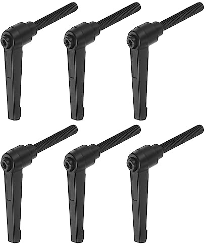 QUARKZMAN 6uds Ajustable Sujeción Palanca Manijas M8 x 50mm Macho Rosca Perno Perillas Giratorio Tornillo Bloqueo Rápida Liberación Trinquete Pulsador Botón Mango, Negro