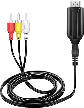 Convertidor HDMI a RCA, Adaptador HDMI a AV 1080P, Convertidor de Audio y Vídeo Compuesto HDMI a RCA para HD DVD, VHS, Reproductor de DVD, Caja HDTV, HD PVR, HD DVR, etc.
