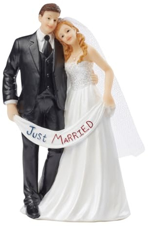 CREATIV DISCOUNT Hochzeitspaar mit Just-Married-Schärpe, Größe ca. 13,5 x 7 cm