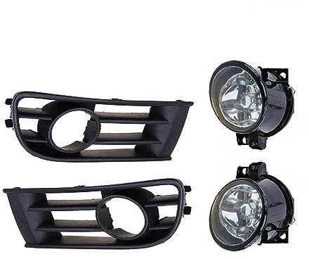 EASTERTIME Auto Links Rechts Vorne Halogenlampe Nebel Licht Nebelscheinwerfer Und Nebel Licht Kühlergrill Fit for Volkswagen Polo 9N Limousine 2004-2006 Auto-Styling Frontstoßstangengitter