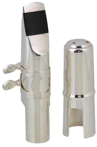 Saxophon Zubehör B-Blatt-Tenor-Saxophon-Mundstück Mit Kappen-Clip-Set, Sax-Mundstück, Holzblasinstrumente-Teile (Color : Silver)