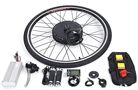 28 48V/1000W Elektro-Fahrrad Kit Vorderrad Ebike Elektrofahrrad Umbausatz Kit mit LCD, E-Bike Conversion Kit für 28-Zoll（Ohne Batterie）