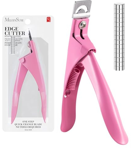MelodySusie Nail Clippers Tip Cutters for Acrylic False Fake Gel Artificial Nails Rustproof Sharp Professional Manicure Pedicure Trimmer Nail Care Tools (Pink, Small)