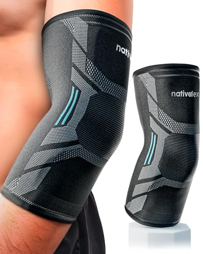 NativoDex Epikondylit och tendinit kompressionsarmbågsskydd för män och kvinnor, sportarmbåge för tennisarmbåge, crossfit, golfarmbåge (blå, XS)
