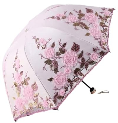 ATMRC Taschenschirme Manueller Regenschirm, faltbar, Blumen-Regenschirm, Regen-Damen-Regenschirm, winddicht, weibliche Regen-Werkzeuge for Regen und Sonne Regenschirme