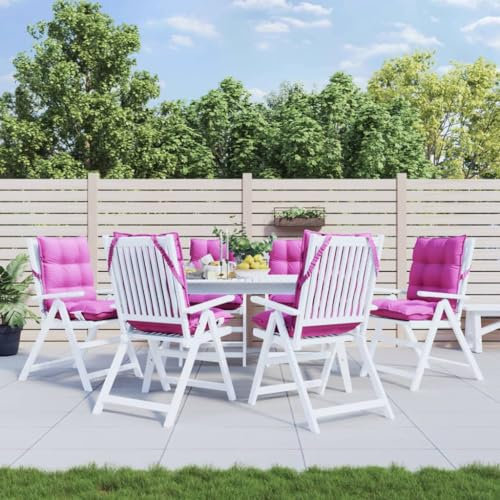 Homgoday Niedriglehner-Auflagen 6 STK. Gartenstuhlauflagen Sitzauflagen Stuhlauflagen Sitzpolster Sitzkissen mit Rückenlehne für Garten Balkon Camping Stuhl Rosa Oxford-Gewebe