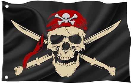 Drapeau pirate 60 x 40 cm / 23,6 x 15,7 pouces résistant aux intempéries œillets extérieur intérieur mât de drapeau 100 % polyester (pirate 4 (taille S))