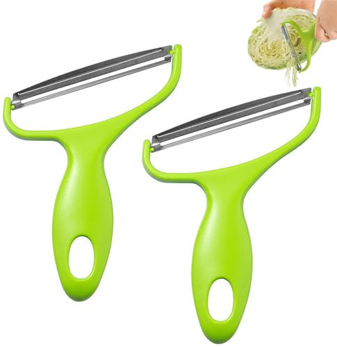 2 Stück Kohlschneider, Gemüseschäler, Schäler Küche, Stainless Steel Gemüseschäler, Vegetable Peeler, Weithals Gemüseschäler, Julienne Schäler Für Grünkohl, Kohl, Karotten, Gurken (Grün)