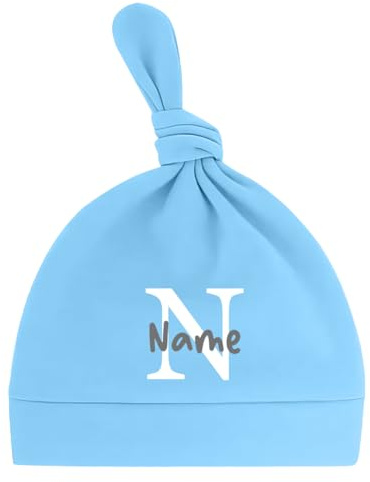 Ahoiikids Personalisierte Newborn Baby Mütze mit Namen - Weiche Baumwolle, Handmade, Neugeborenen Geschenk, Unisex Beanie für Jungen & Mädchen - Perfekt für Baby Shower oder Geburt