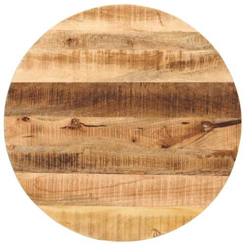 Buzaza Tischplatte Schreibtischplatte Table Top Gartentischplatte Tischplatte Ø 70x3,8 cm Rund Raues Massives Mangoholz