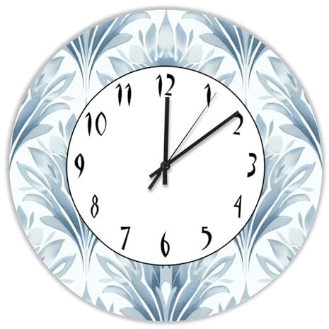 Yelolyio Symmetrical Geometric Design with Fan-shaped Elements Wall Clock Hanging Battery Operated Silent Quartz 12 Inch Round Wooden Clock Rustic Clock For Living Room Kitchen Home Bathroom Bedroom