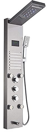Shower Head Shower System Luxury Led Shower Column Faucet Brushed Nickel Spa Massage Jet Shower Panel Tower Tap Digital Temperature Screen Bathroom Faucet,Black Bronze 8004A (Brushed Nickel 8004a)