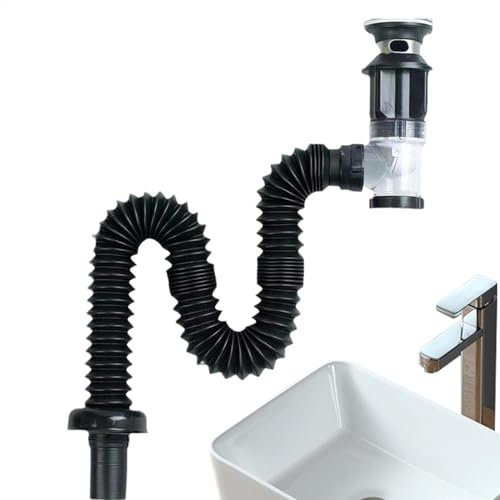 Abflussrohr für Waschbecken, geruchshemmend, geräuschlos, für Waschbecken, Abflussrohr – Unterrohr, rostfrei, für Badezimmer, Wohnmobile, Küche
