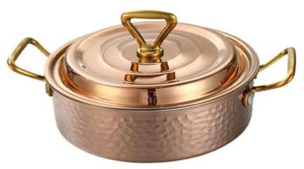 KESOTO Gehämmerter Hot Pot Chafing Dish, Robuster Tragbarer Kochtopf mit Großer Kapazität, Induktionspfanne für Catering, Camping, Caterer, Haushalt, 20 cm