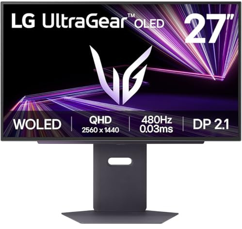 LG UltraGear OLED GX7 Gaming Monitor 27GX790A – QHD 1440p WOLED 27 inch, 480Hz, 0.03ms, 275-1300nits, AMD FreeSync Premium Pro, ClearMR 21000, HDR 400, Delta E ≤ 2, DP 2.1, HDMI 2.1, Black