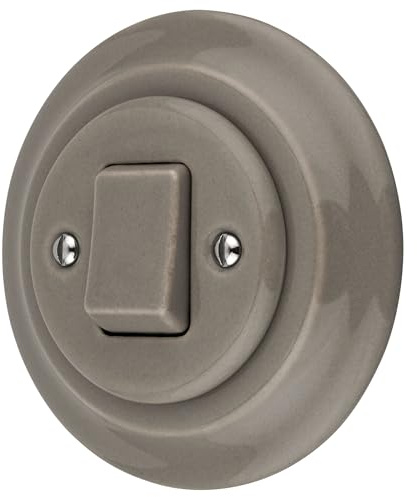 Unterputz Porzellan Retro Kreuzschalter, All-in-One, Serie PR1 graubeige