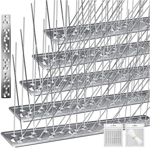 KESSER® Taubenabwehr Vogelabwehr 4m Spikes Set | Vogel/Taubenschreck 304 Edelstahl | Effektiver Tauben/Vogelschutz für Balkon, Dach, Fenster & Garten | Vogel Abschreckung Spieße + Montage Zubehör