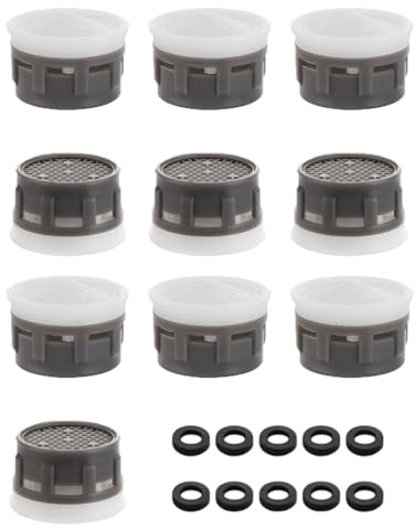 HoAhaMay 10 pezzi di filtro per Rubinetto con 10 pezzi di guarnizione, aeratore del Rubinetto, inserto del filtro dell'acqua del Rubinetto, parti di ricambio del rubinetto per il bagno, cucina