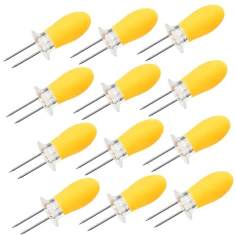 TOYANDONA 12pezzi Supporto Per Pannocchie in Inossidabile Set Di Spiedini Per Barbecue Compatto Design Ergonomico Fine Multifunzione Per Frutta Snack e Dessert