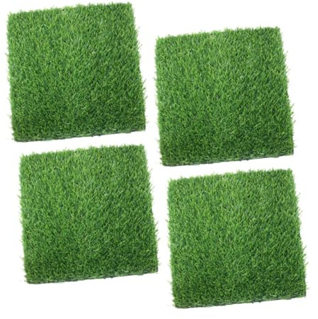 TOYANDONA 4pièces Tapis De Gazon Artificiel pour Terrasse Gazon Synthétique Carrés Imitation Vert sans Entretien