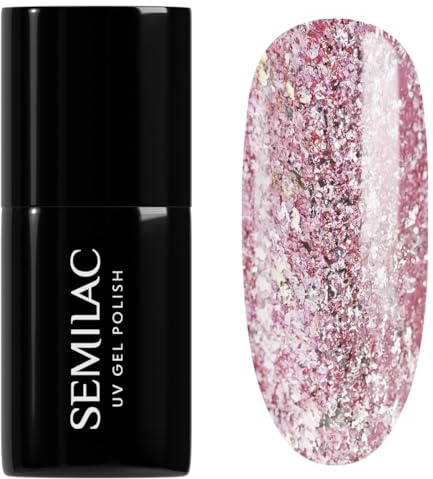 Semilac UV Nagellack 293 Rose Gold Shimmer 7 ml – Glitzer-Effekt für roségoldene Nägel