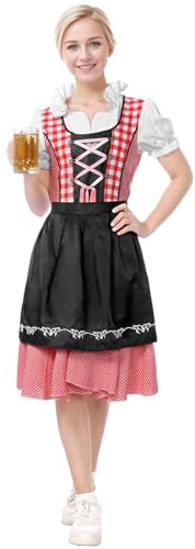 Suffolly Oktoberfest Outfit Women Oktoberfest Lederhosen Womens Dirndl Costume Halloween Maid German Fancy (Suit B, M)
