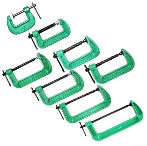 Abrazadera tipo G de 110 pulgadas para manualidades y construcción, abrazadera de hierro dúctil fuerte con almohadilla giratoria grande para una distribución uniforme de la presión (3 pulgadas)