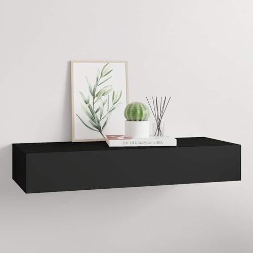 FENLAX Wandregal Multifunktionale Schweberegale Lagerregal Schubladenregal Inneneinrichtung Schicke und Elegante Design Schwarz 60x23,5x10 cm