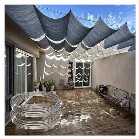 LXBAMKEA Retráctil Ola Velas De Sombra, HDPE Pérgola Cubierta Parasol con Kit De Montaje, Bloqueo UV Exterior Toldo Rectángulo para Jardín Patio Jardín Cenador Terraza(Gray)