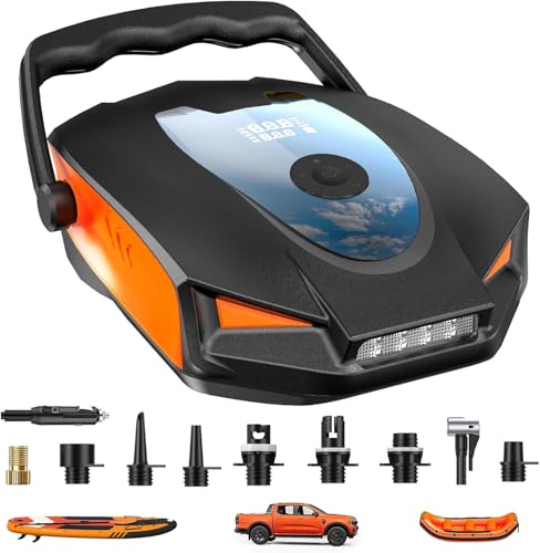 Zuxiga 50PSI Paddle Board Pump, Electric High Pressure SUP Pump, Dual Stage Inflation & Deflation, Auto-Off, Portable Sup Air Pump, 12V DC Car Connector for Stand Up Boards, Pickup, Kayaks Boats