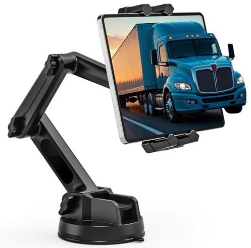 Nakelulu Support de Tablette de Voiture, Support de Tablette pour Camion pour Pare-Brise et Tableau de Bord, Ventouse Ultra-Stable avec iPad Pro/Mini/Air de 4.7-13.5 Tablettes Téléphones